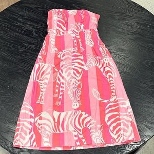 Lilly Pulitzer Strapless Pink Zebra Dress